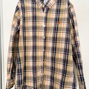 Brooks Brothers Navy and Yellow Plaid Shirt